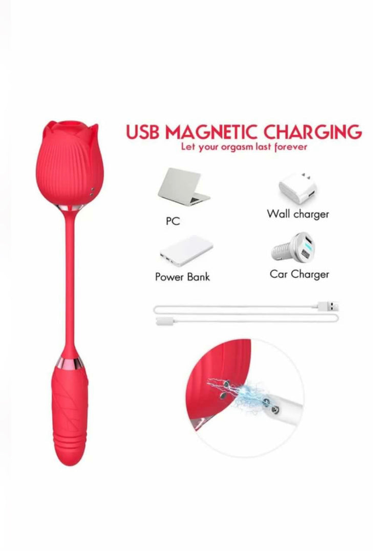 2 in 1 Sucking & Thrusting Rose Vibrator